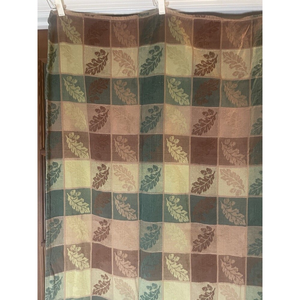 Vintage Thanksgiving Fall Tablecloth Brown Gold Rust Leaves 94x54 in